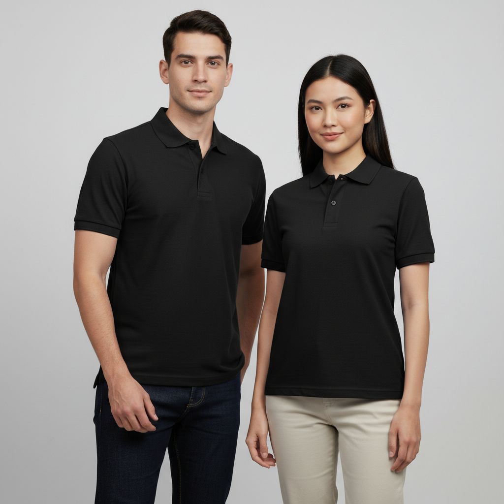 Black unisex polo shirt
